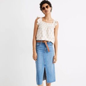 NWT Madewell Smocked Ruffle-Strap Tank Top in Ikat